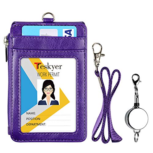 Teskyer ID Badge Holder with Retractable Lanyard, 4 Card Slots, Premium ...