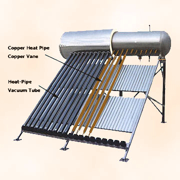 calentador de agua solar de tubo de calor residencial de acero inoxidable