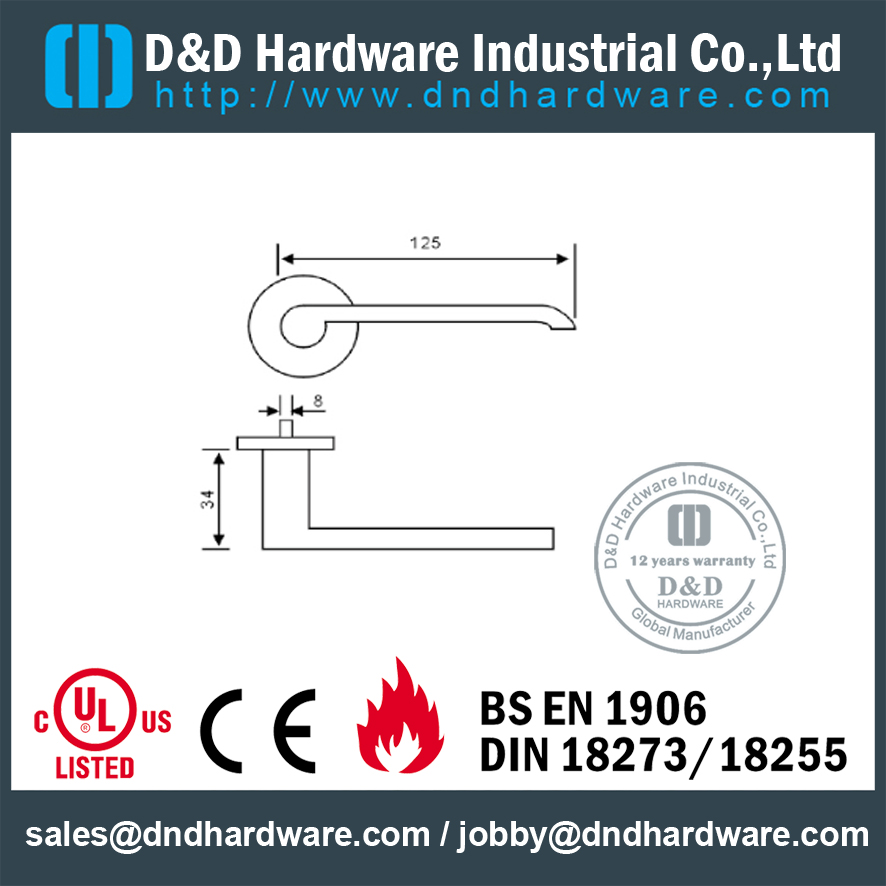 Manija de la puerta de fundición de alta calidad de acero inoxidable 316 para una sola puerta comercial- DDSH212