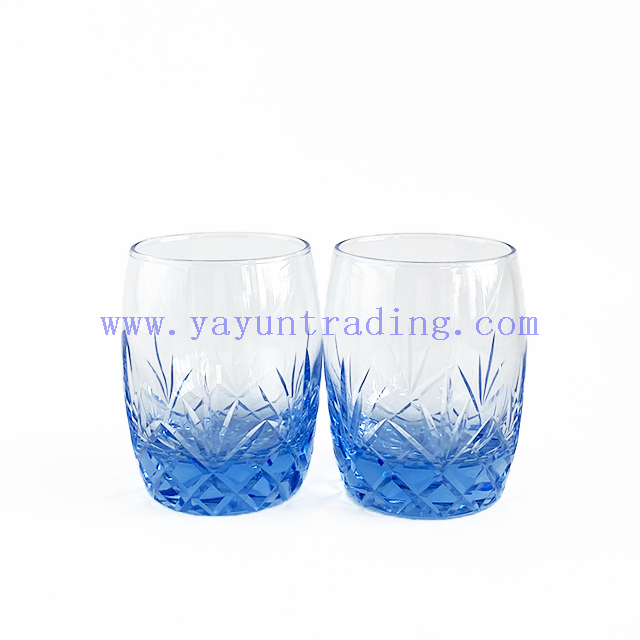 Unique Hand Made Blue And Crystal Glass Set