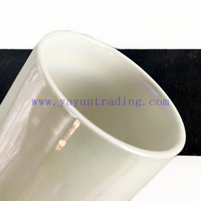 Custom Matte Iridescent Candle Vessels Ceramic Empty Candle Container Beige Candle Jar