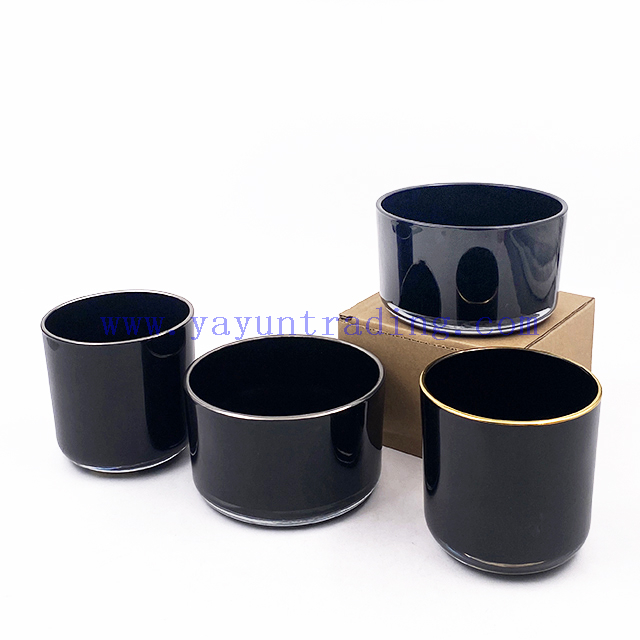 Large Size 16oz 21oz Matte Shiny Black Glass Candle Vessels Custom Candle Container Jar