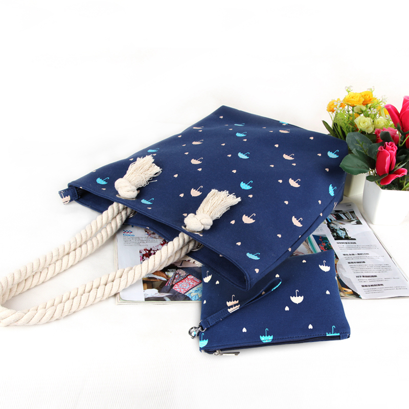 Decorating Canvas Tote Bag with Cotton Rope Handles