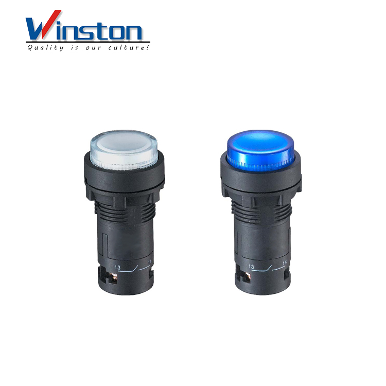 interruptor de botón de lámpara LED autoblocante Botón de cabeza convexa blanco azul 22 mm