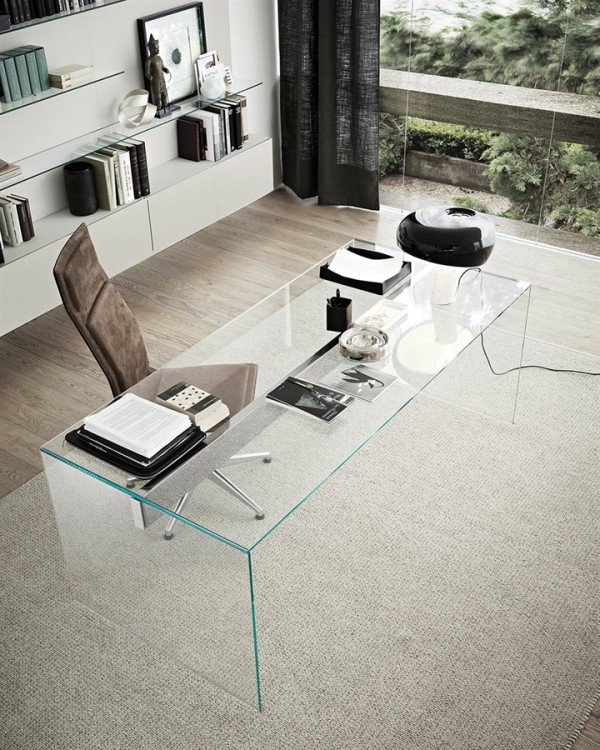 Custom Modern Glass Clear Acrylic Executive Standing Desk Half Round