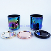 Colorful ion plating iridescent glass candle jars 8oz empty candle vessels with gold rose gold black lids