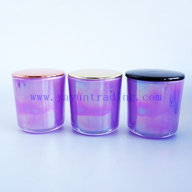 Heat Resistant Empty ion plating candle containers 8oz with luxury ceramic lids