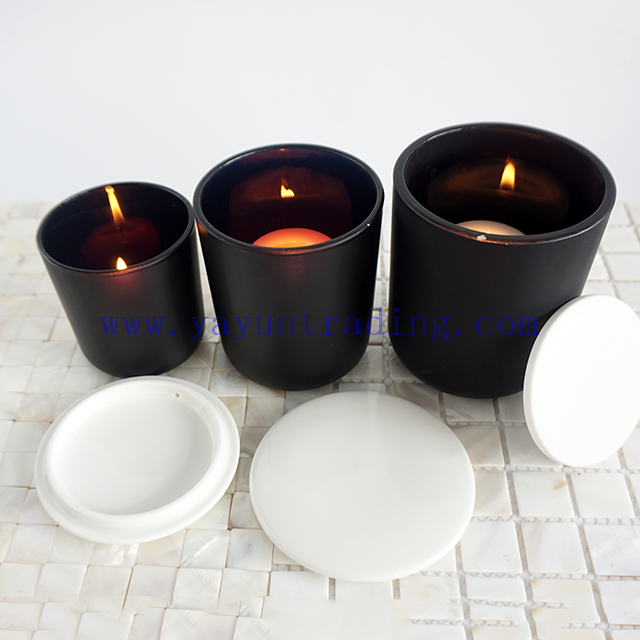 unique black candle jars and lids 8oz 12oz 16oz mercury glass holders with black white ceramic lid