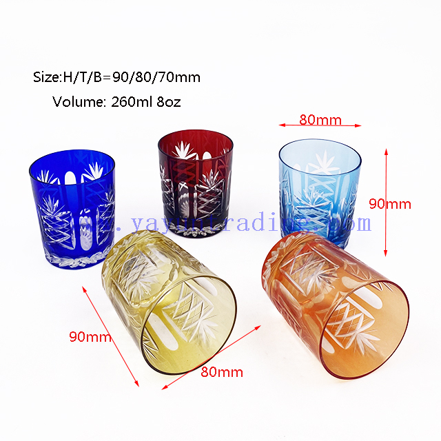 Handmade Drinking Cup Overlay Carved Design Champagne Glass for Vodka Cocktail Water Glass Tumbler