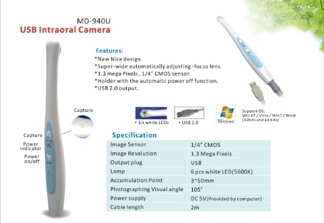 MD-940U USB Dental Intra-Oral Cameras Compatible with All Dental Software