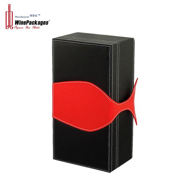 Factory wholesale custom leather wine box with button
