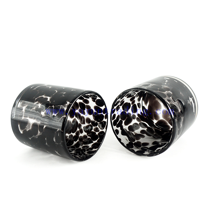 Yayun New design handmade black leopard candle jars 17oz tortoise jars