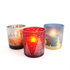 Christmas Laser Engraved Glass Candle Jars Red Frosted Blue With Custom logo Design Candle Tumblers 400ml