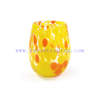 Yayun New design handmade black blue amber orange yellow leopard design candle jars 16oz egg candle container for home wedding 