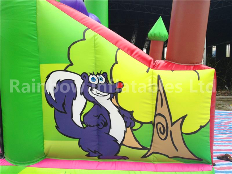 RB5007(4x16x5m) Inflatable Jungle Theme Obstacle Course With Amusing Animals