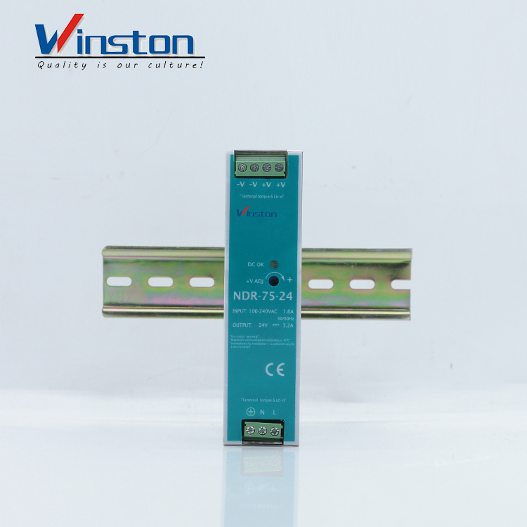 Fuente de alimentación de modo de conmutación de riel DIN Winston NDR75-24 de alta calidad 75W 24V 3.2A