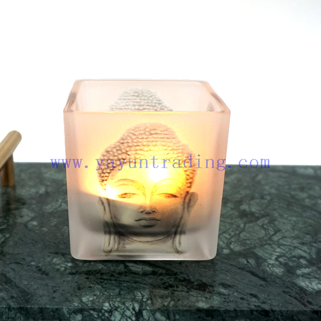 290ml Religious Belief Empty Translucent Glass Buddha Candle Holder