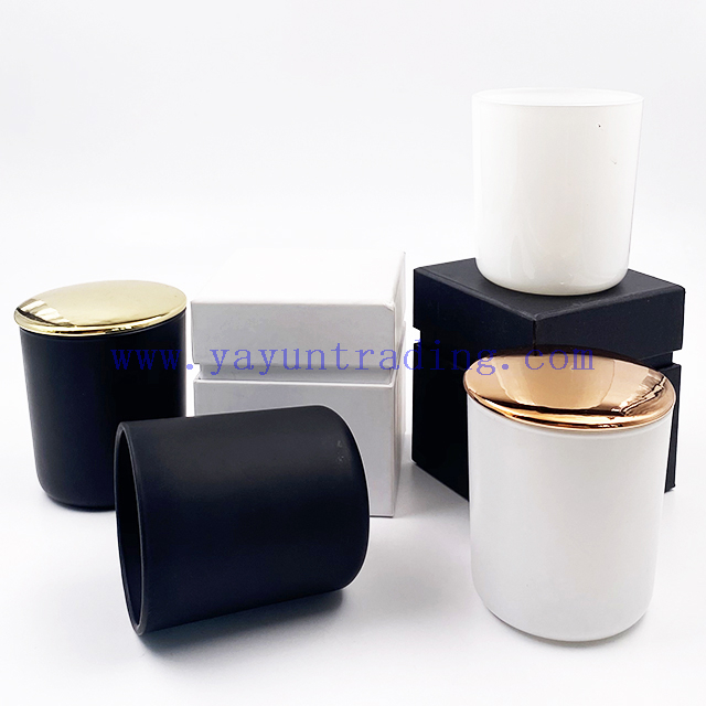 Custom Logo Luxury 12oz Container White Empty Frosted Glass Candle Jars With Lids