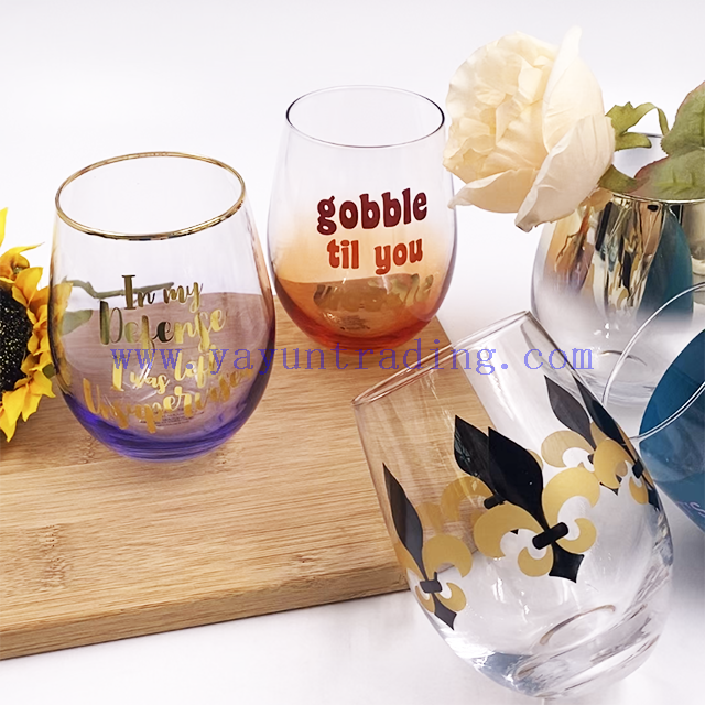 High Quality Stemless Color Electroplated Wine Glass Tumbler Egg Shape Cups As Gift