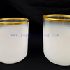 8oz 12oz 16oz Customized Logo Classical White Glass Candle Jars Luxury Vessel Container with Gold Rim