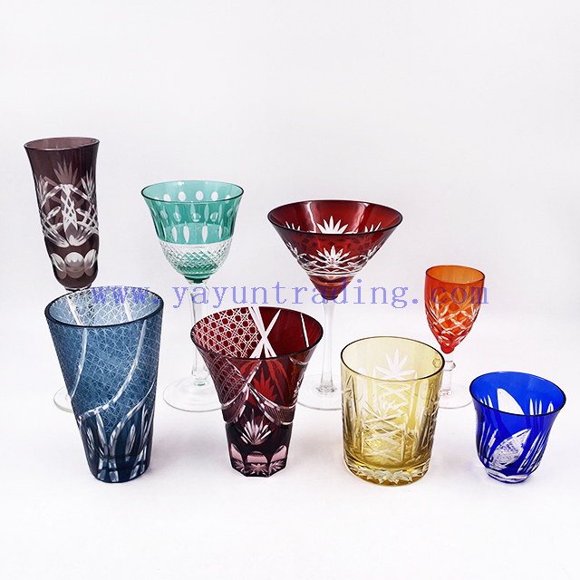 Handmade Drinking Cup Overlay Carved Design Champagne Glass for Vodka Cocktail Water Glass Tumbler