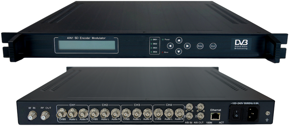 HPS1104B DVB-C SD Encoder Modulator Cvbs*4 with RF Output
