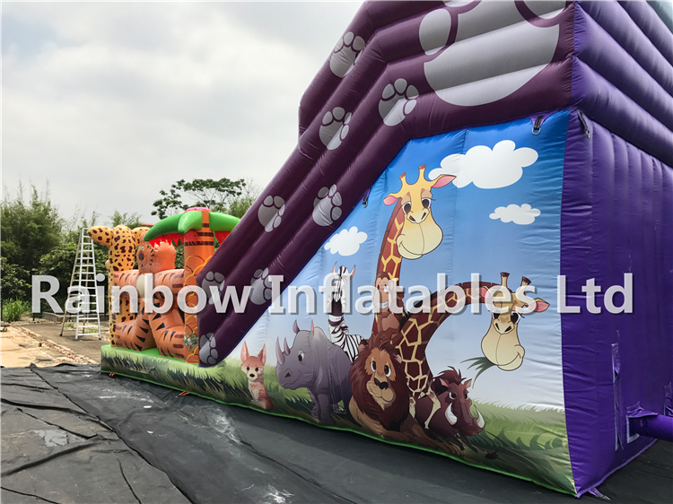 RB6039（9x5x7m） Inflatables Jungle Slide With Amusing Animals 
