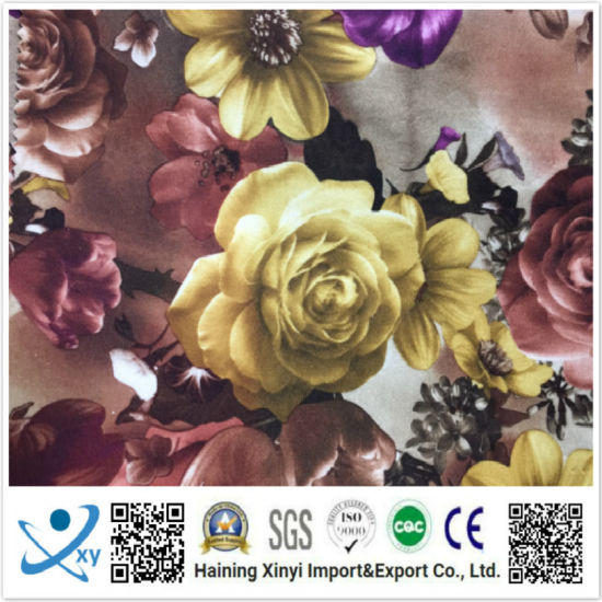 Garment Wholesale Polyester 75dx36f DTY Single Jersey Weft Knitted Paper Printed Fabric Supplier
