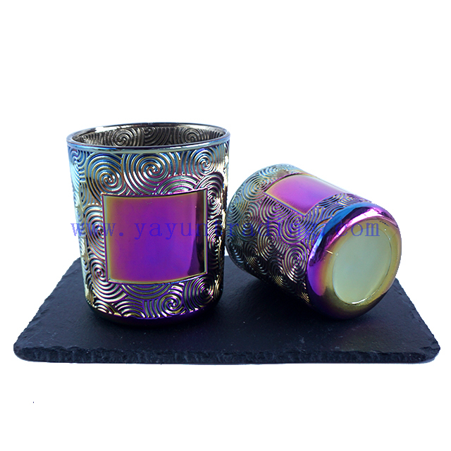 Special Design Electroplated Gredient Glass Candle Cup for Decoration
