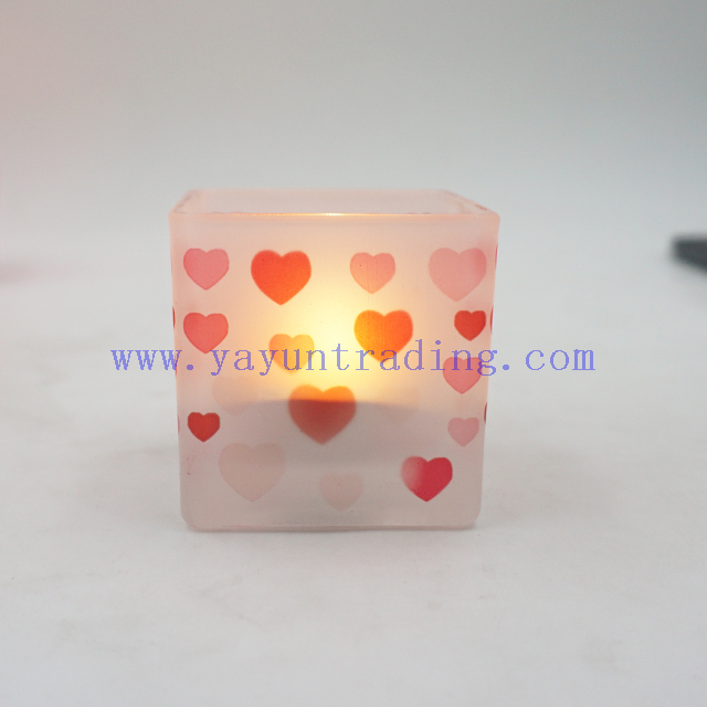 4oz 120ml Personalized Hearts Matte Square Valnetine's Day Glass Candle Tumbler 