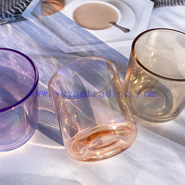 Wholesale Holographic Customized Scented Iridescent Pink Candle Glass Jars