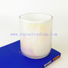 16oz White Pearl Iridescent Candle Holder Luxury Glass Holographic Jar For Candle Making