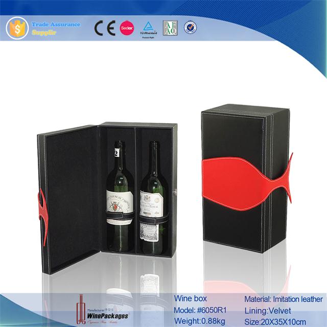 Factory wholesale custom leather wine box with button