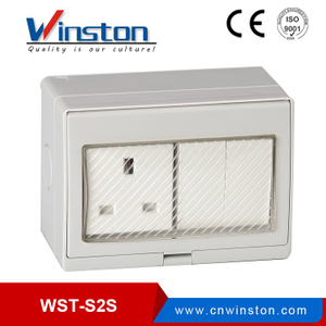 WST-S2S Impermeable 13A 2Gang Switch 1Gang Socket para baño