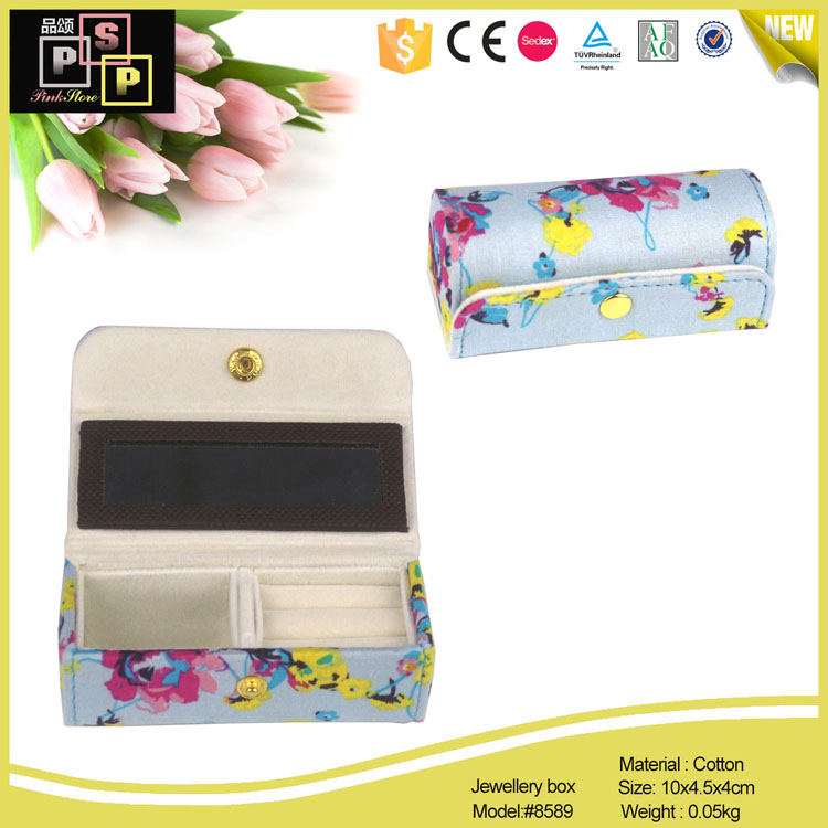 Customize Printing Cotton Fabric Cover Lipstic Case Jewelry Box