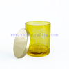 Fancy Yellow Empty Jar High Quality Glass Candle Vessels With Tin Lid