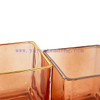 300ml 10oz Custom Amber Square Glass Candle Holders With Gold Rim for Candle Making