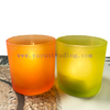 Colorful Flat Bottom Painted Matte Orange And Green Glass Candle Jars with Lids