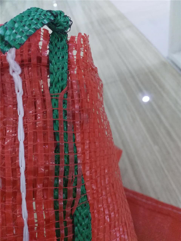 Bolsa de red de malla de plástico rojo HDPE virgen para patata