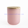 Delicate Frosted Pink Round Empty Glass Candle Votive Jar with Lid for Decoration