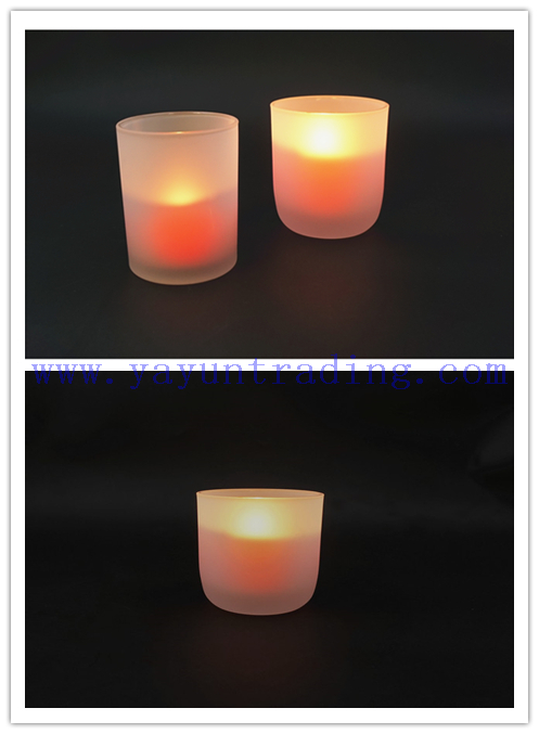260ml Round Bottom Gift Decorate Frosted Translucent Glass Candle Jar