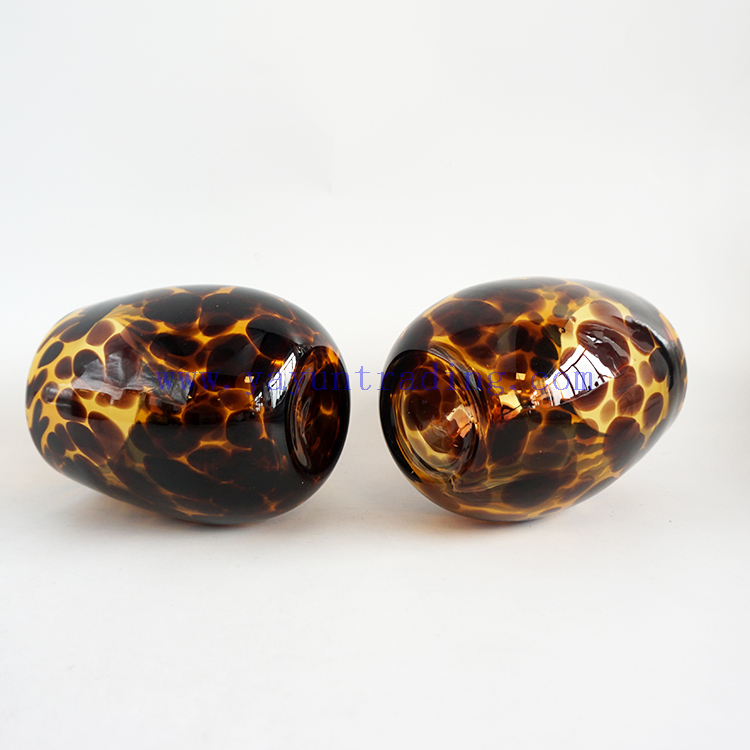 Yayun New design egg shape amber tortoise candle jars empty glass ball tealight holder 16oz for wedding centerpieces
