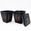 Square Shape Candle Container Matte Black Empty Cube Glass Candle Jars With Lids