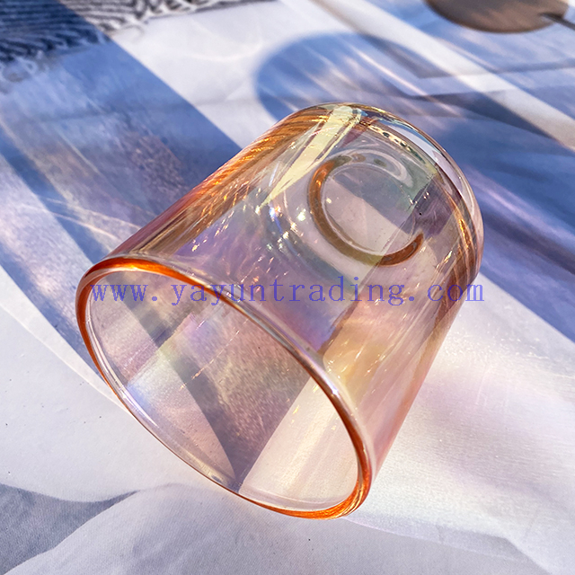 Wholesale Holographic Customized Scented Iridescent Pink Candle Glass Jars