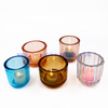 Wholesale Custom Stripe Design Thick Wall Candle Jars Tealight Glass Candle Holder