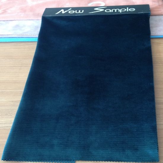 Plain Dyed Tricot Knitted Velvet Fabric with T/C Backing for Sofa, Curtain, Upholstery