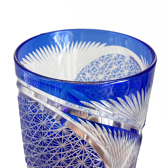 Handmade Traditional Engraved Classic Colored Overlay Glass Wine Cup