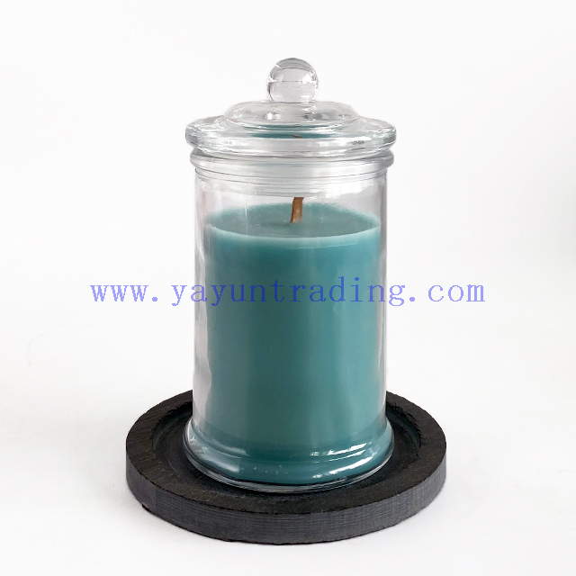 Wholesale Clear Glass Jar With Lid Blue Soy Wax Candle Holder