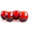 Yayun New Design 10oz Ruby Red Design Overlay Stemless Wine Glass Custom Water Glass