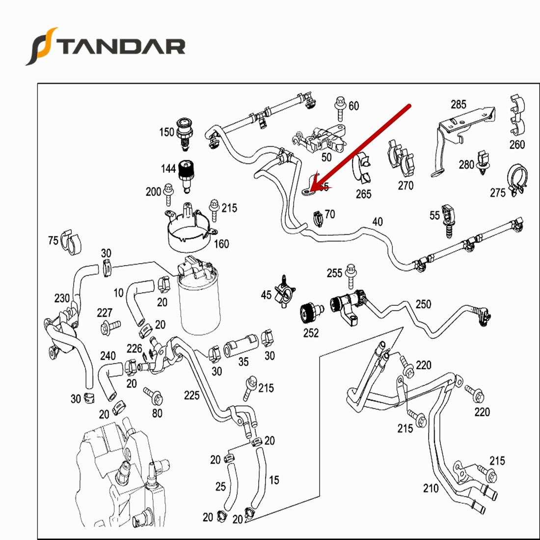 Línea de retorno de combustible para Mercedes 6420705632